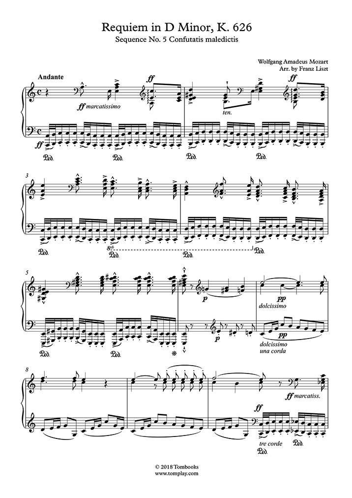 Piano Sheet Music Requiem In D Minor K Sequence No