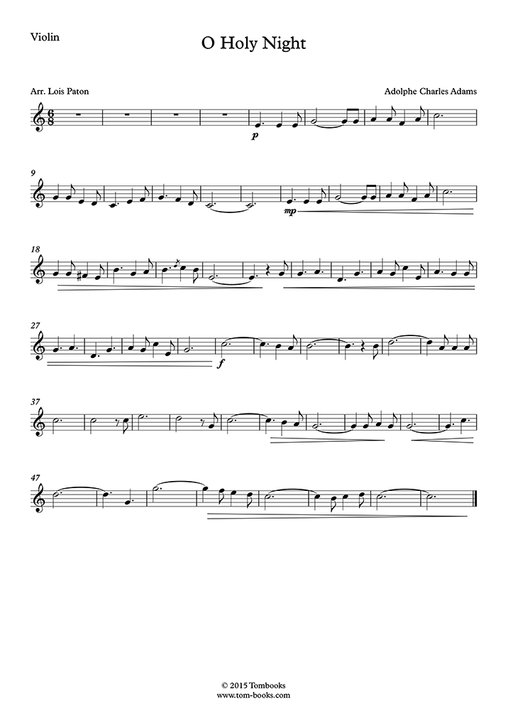 Violin Sheet Music O Holy Night (Christmas music)