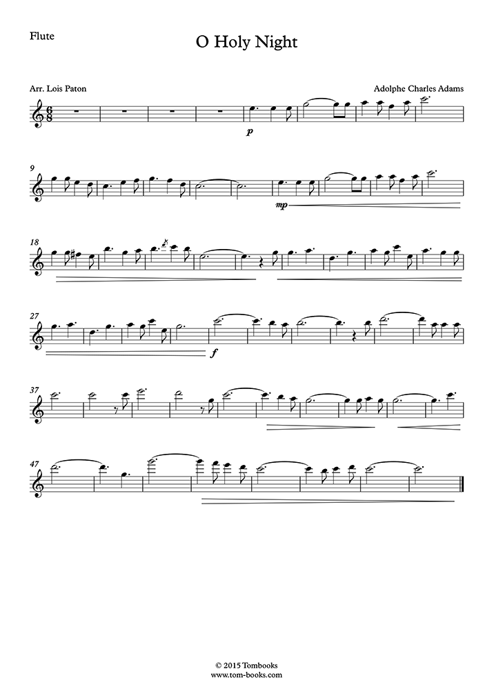 Flute Sheet Music O Holy Night (Christmas music)