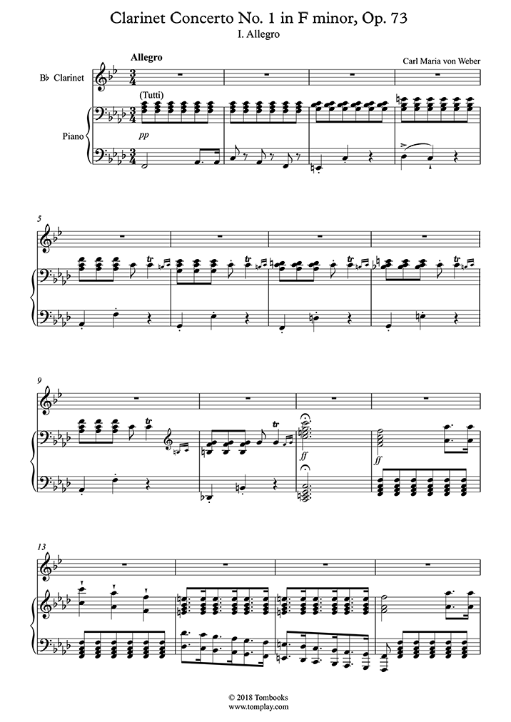 Sheet Music Concerto No. 1 in F minor, Op. 73 I