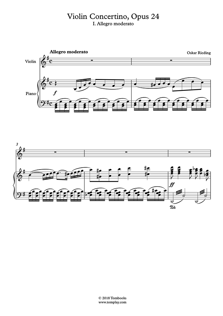 Violin Sheet Music Violin Concertino in G major, Opus 24 - I. Allegro ...