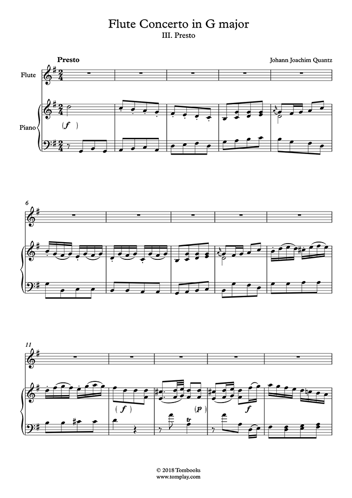 Quantz Flute Concerto In G Major Qv 5 174 Iii Presto