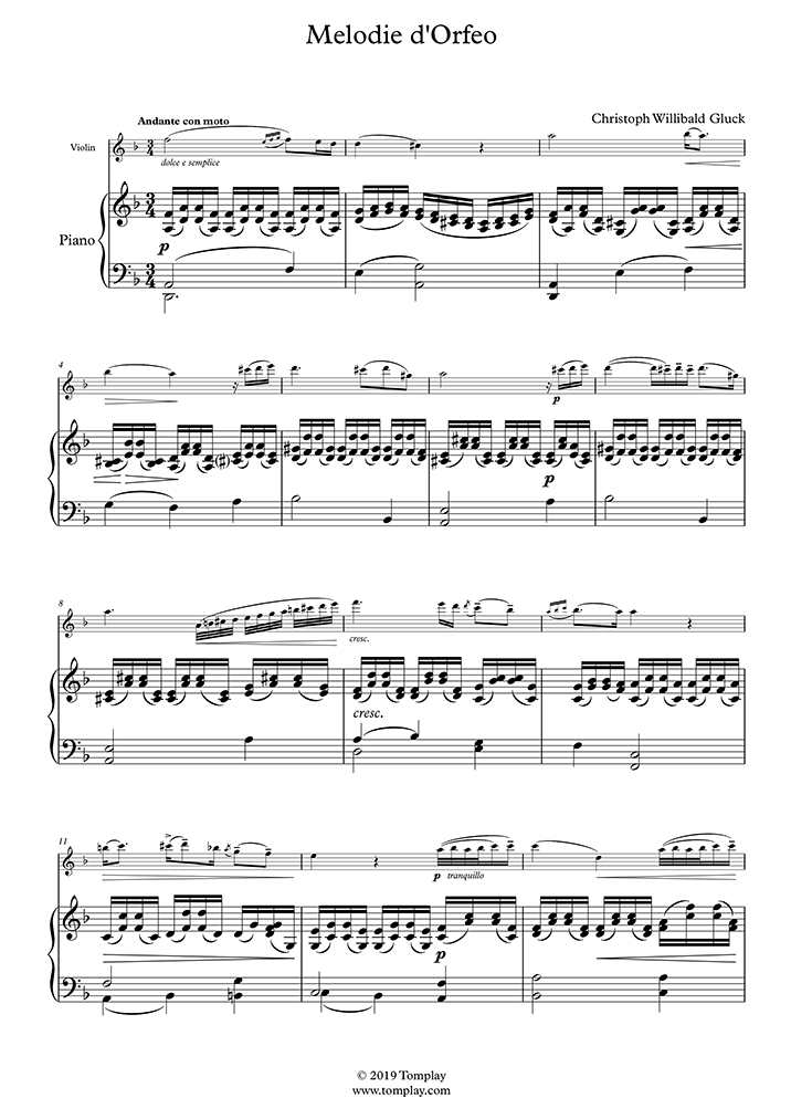 Partition Piano Orphée Et Eurydice Alexander Siloti