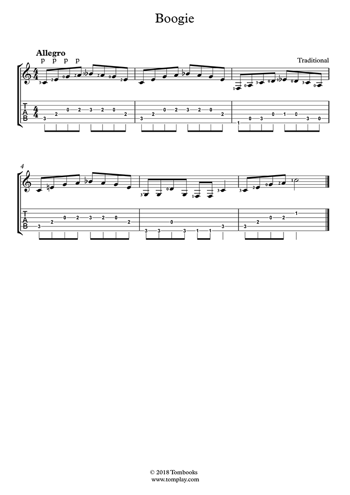 Guitar Sheet Music Boogie (Traditional)