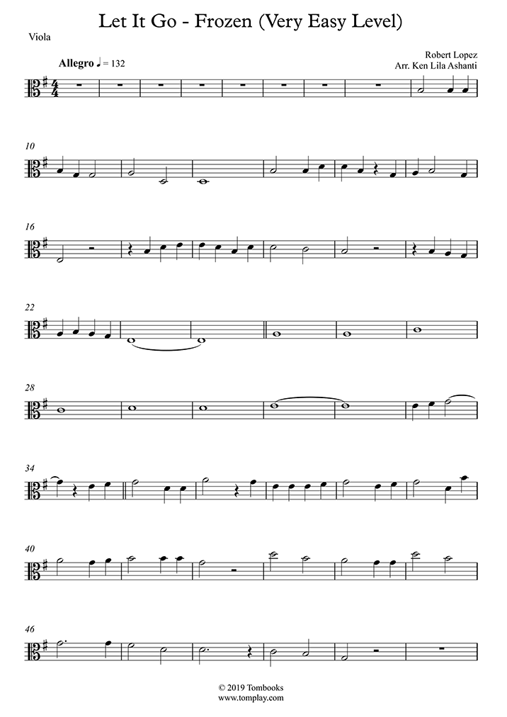 Viola Sheet Music Let It Go - Frozen (Very Easy Level ...