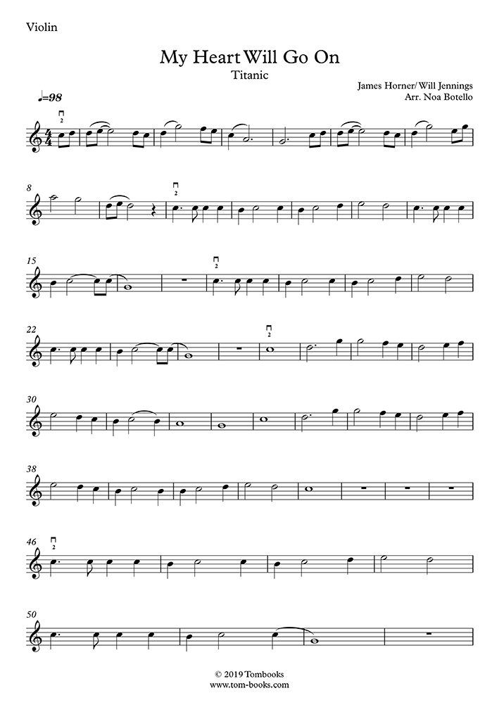 Partitura Violin Titanic My Heart Will Go On Easy Level Horner James Harry potter violin sheet music | harry poter by john williams sheet music for violin soundtrack of. tomplay