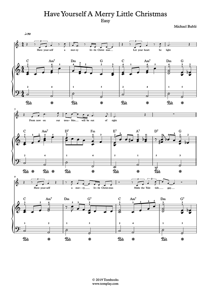 Piano Sheet Music Have Yourself A Merry Little Christmas (Easy Level, Solo Piano) (Traditional)