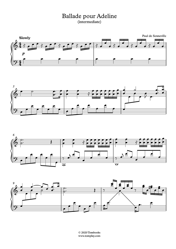 ballade pour adeline midi piano solo