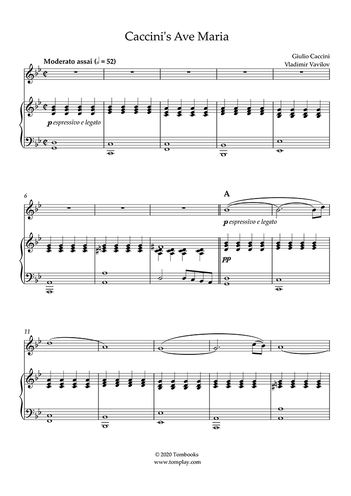 Partition Violon Ave Maria de Caccini (Caccini)