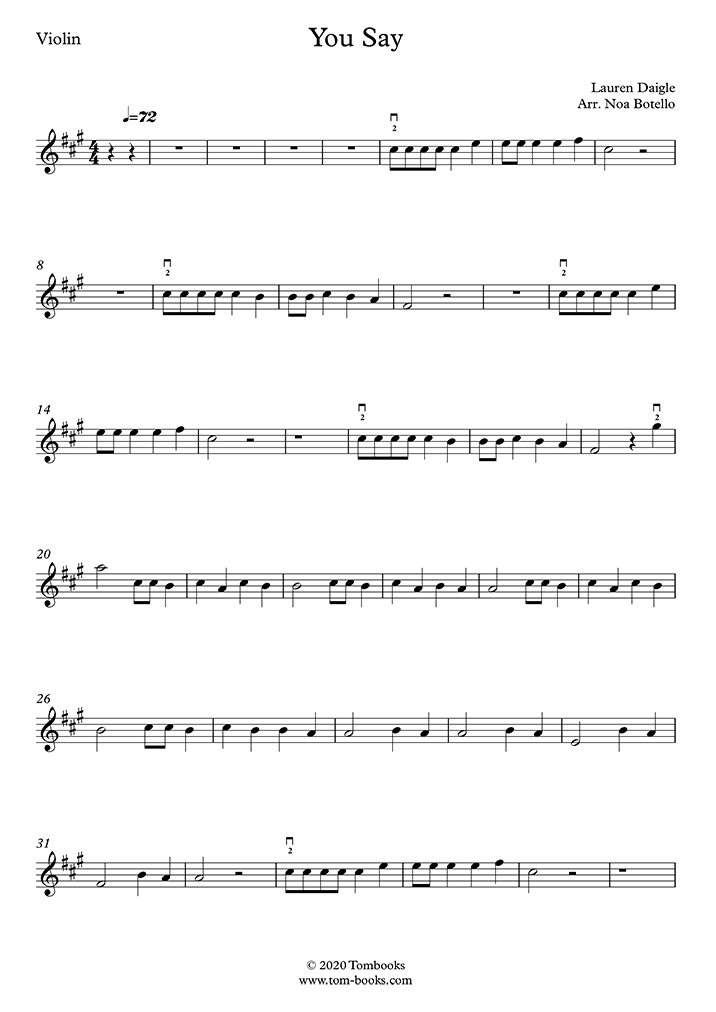 Violin Sheet Music You Say Very Easy Level Daigle Lauren
