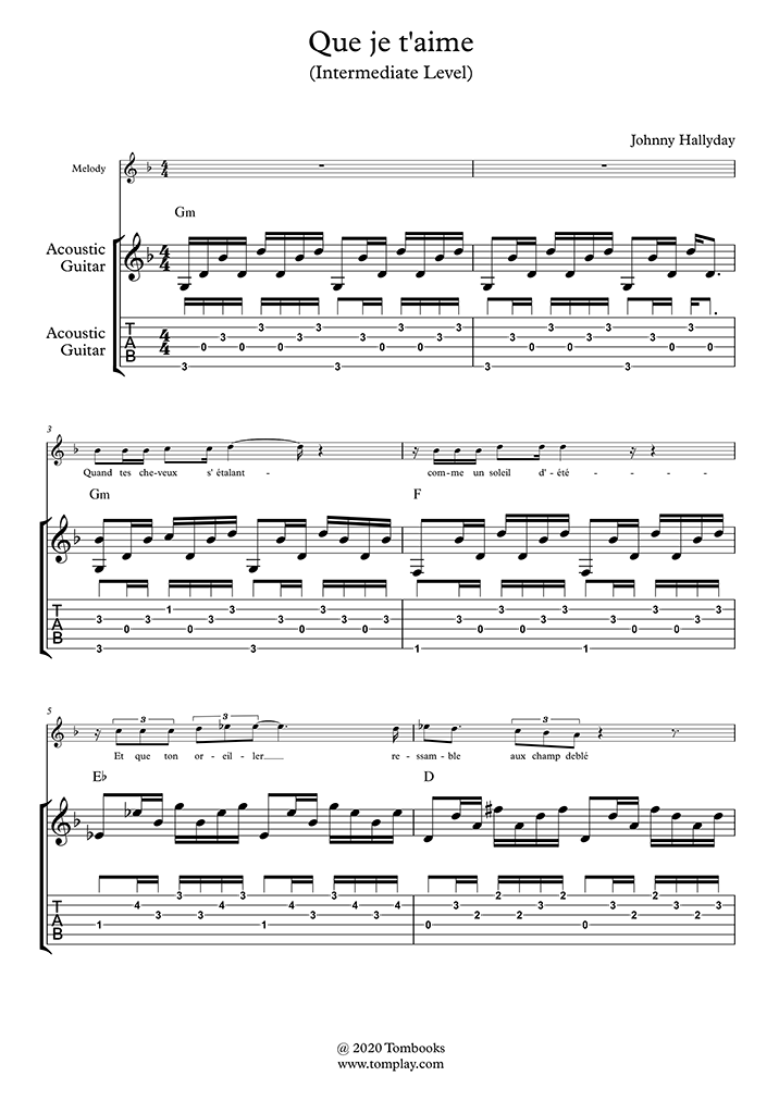 Toute La Musique Que J'aime Tab Pdf