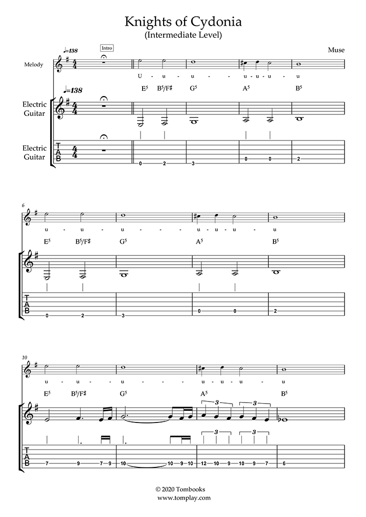 Muse Knights Of Cydonia Chords