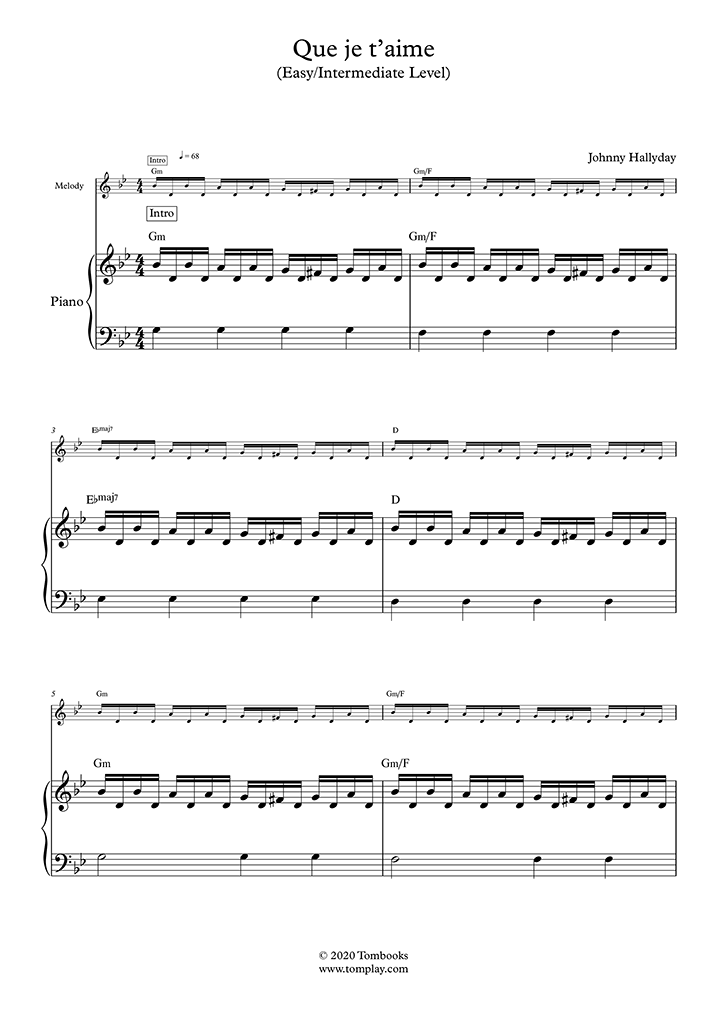 Tablature Toute La Musique Que J'aime Facile