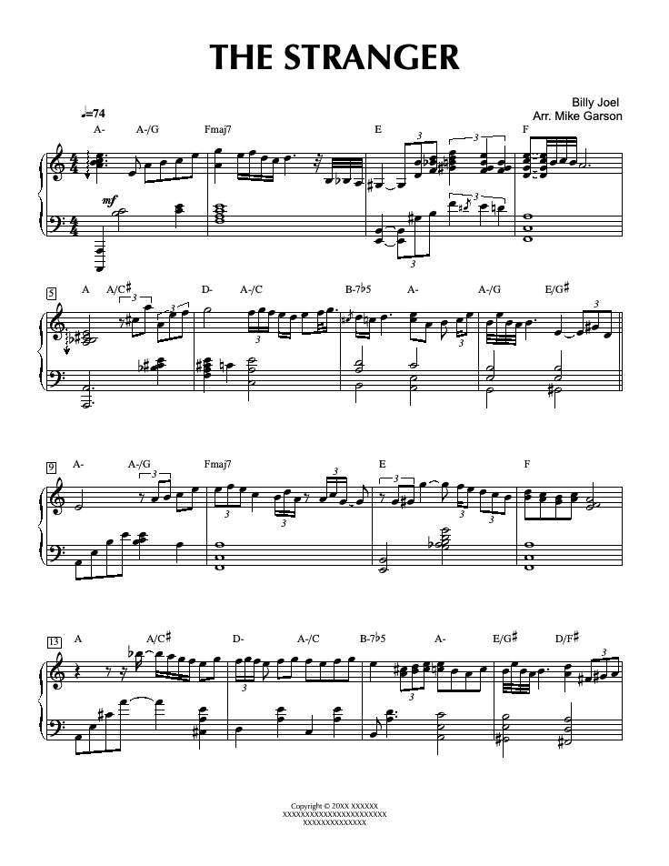 Piano Sheet Music The Stranger (Upper Advanced Level) (Billy Joel)