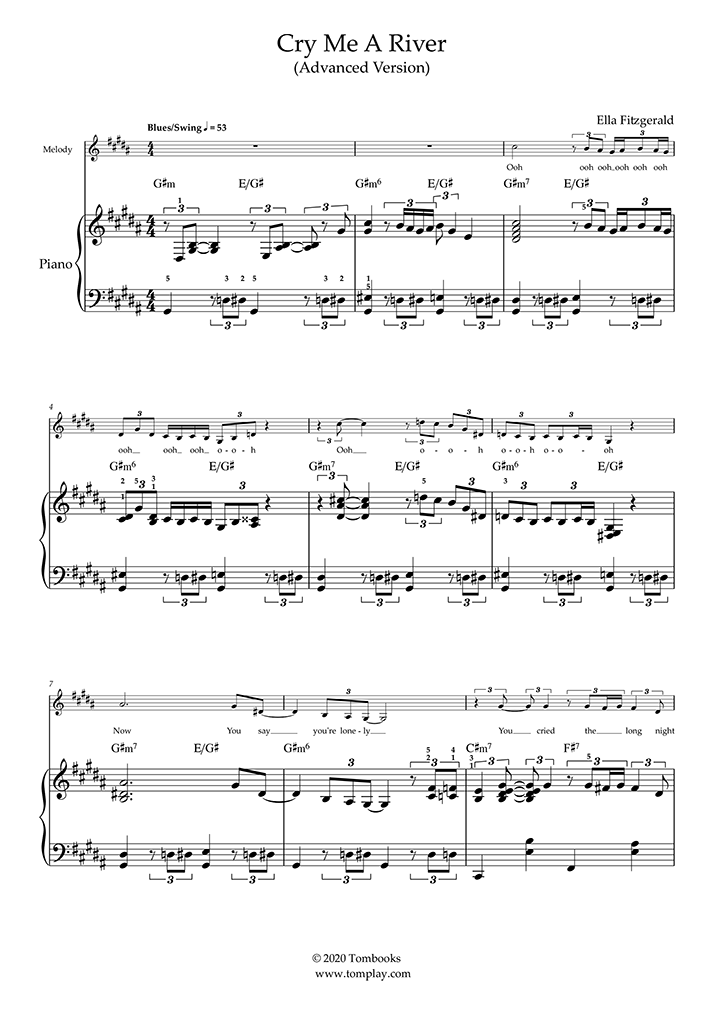 Cry Me A River Notes Piano